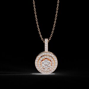 Luxury Round Halo Diamond Pendant Made In 18/14/10 KT Gold Embellished With Certified Lab Diamonds For The Birthday And Anniversary Gift