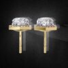 Luxury Hexagon Diamond Stud Earrings Made In 18/14/10 KT Gold Studded With Certified Lab Diamond For The Anniversary And Birthday Gift