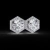 Luxury Hexagon Diamond Stud Earrings Made In 18/14/10 KT Gold Studded With Certified Lab Diamond For The Anniversary And Birthday Gift