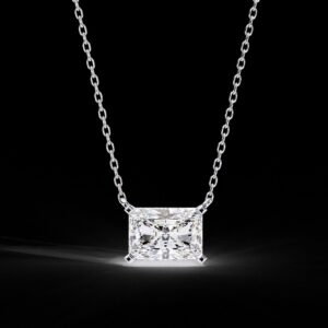 Elegant Radiant Cut Diamond Solitaire Pendant Made In 18 / 14 / 10 KT Gold Embellished With Certified Lab Diamonds For The Birthday Gift