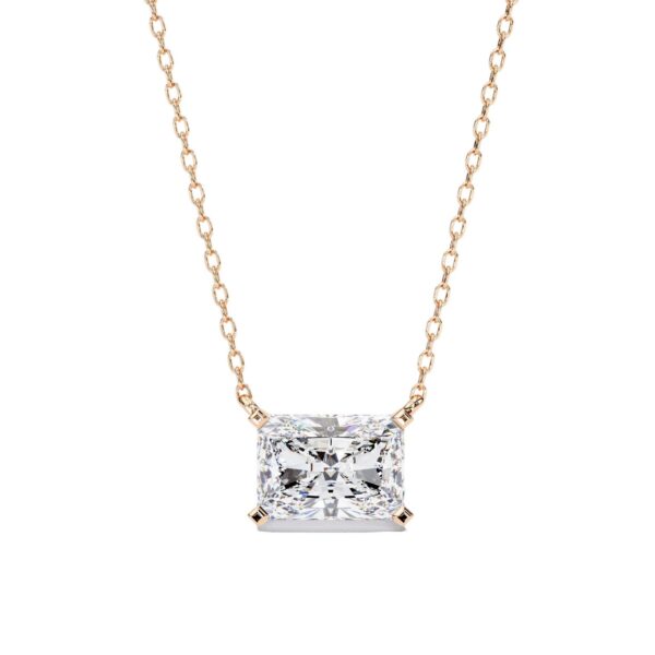 Elegant Radiant Cut Diamond Solitaire Pendant Made In 18 / 14 / 10 KT Gold Embellished With Certified Lab Diamonds For The Birthday Gift