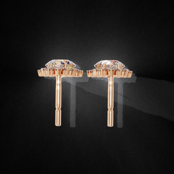Luxury Double Halo Diamond Drop Earrings Made In 18/14/10 KT Gold Studded With Certified Lab Diamonds For The Anniversary And Wedding Gift