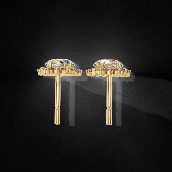 Luxury Double Halo Diamond Drop Earrings Made In 18/14/10 KT Gold Studded With Certified Lab Diamonds For The Anniversary And Wedding Gift