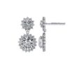Luxury Double Halo Diamond Drop Earrings Made In 18/14/10 KT Gold Studded With Certified Lab Diamonds For The Anniversary And Wedding Gift