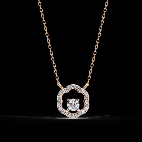 Elegant Floral Diamond Pendant Made In 18 / 14 / 10 KT Gold Embellished With Certified Lab Diamond For The Anniversary And Wedding Gift