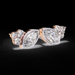 Elegant Marquise and Cluster Diamond Stud Earrings Made In 18 / 14 / 10 KT Gold Embellished With Certified Lab Diamond For The Birthday Gift