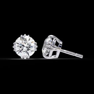 Beautiful Round Diamond Solitaire Stud Earrings Made In 18/14/10 KT Gold Studded With Certified Lab Diamonds For The Anniversary Gift