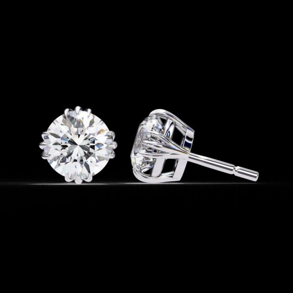 Beautiful Round Diamond Solitaire Stud Earrings Made In 18/14/10 KT Gold Studded With Certified Lab Diamonds For The Anniversary Gift