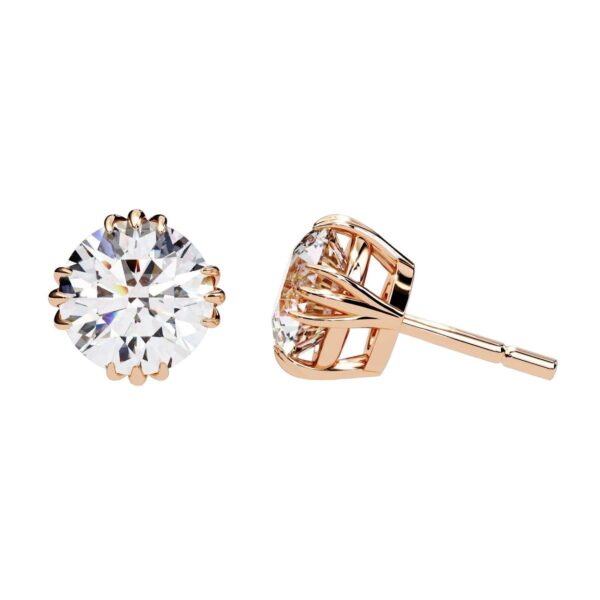 Beautiful Round Diamond Solitaire Stud Earrings Made In 18/14/10 KT Gold Studded With Certified Lab Diamonds For The Anniversary Gift