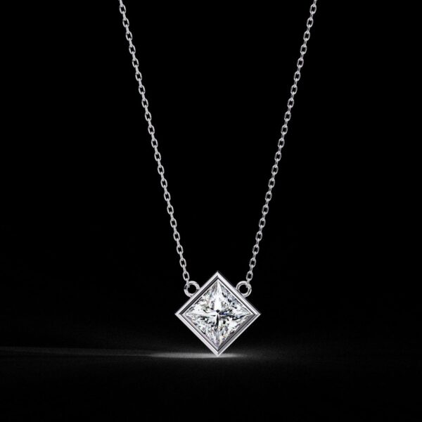 Elegant Princess Diamond Pendant Made In 18 / 14 / 10 KT Gold Embellished With Certified Lab Diamonds For The Anniversary And Wedding Gift