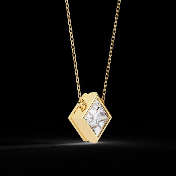 Elegant Princess Diamond Pendant Made In 18 / 14 / 10 KT Gold Embellished With Certified Lab Diamonds For The Anniversary And Wedding Gift