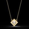 Elegant Princess Diamond Pendant Made In 18 / 14 / 10 KT Gold Embellished With Certified Lab Diamonds For The Anniversary And Wedding Gift