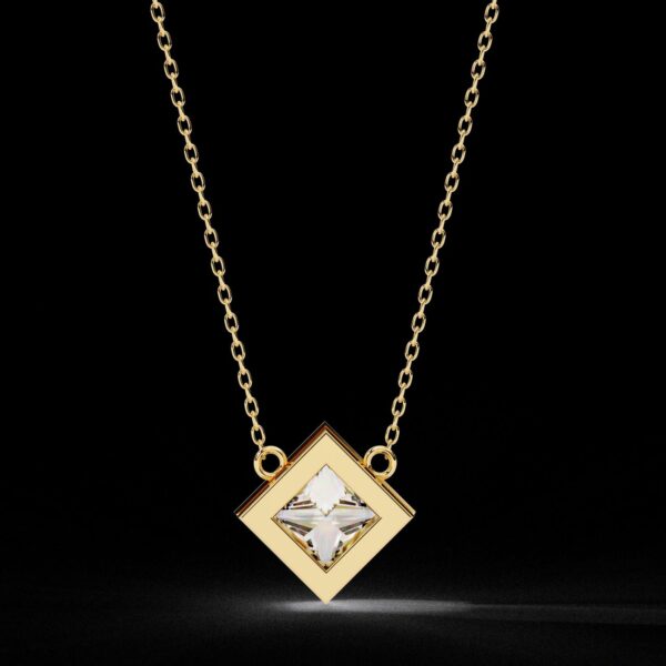 Elegant Princess Diamond Pendant Made In 18 / 14 / 10 KT Gold Embellished With Certified Lab Diamonds For The Anniversary And Wedding Gift