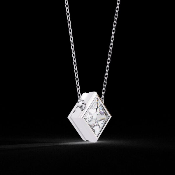 Elegant Princess Diamond Pendant Made In 18 / 14 / 10 KT Gold Embellished With Certified Lab Diamonds For The Anniversary And Wedding Gift