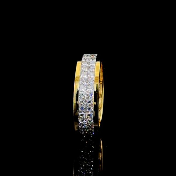 Iced Out Princess Diamond Channel Setting Ring Made In 18 / 14 / 10 KT Gold Studded With Shinny Moissanite Diamonds For The Anniversary Gift
