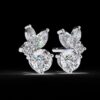 Elegant Marquise & Round Cut Cluster Diamond Stud Earrings Made In 18/14/10 KT Gold Studded With Certified Lab Diamonds For Anniversary Gift
