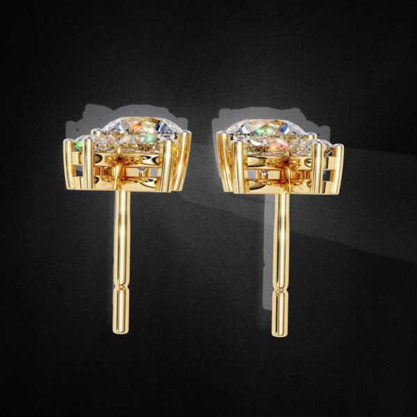 Elegant Marquise & Round Cut Cluster Diamond Stud Earrings Made In 18/14/10 KT Gold Studded With Certified Lab Diamonds For Anniversary Gift