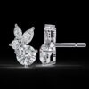 Elegant Marquise & Round Cut Cluster Diamond Stud Earrings Made In 18/14/10 KT Gold Studded With Certified Lab Diamonds For Anniversary Gift