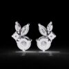 Elegant Marquise & Round Cut Cluster Diamond Stud Earrings Made In 18/14/10 KT Gold Studded With Certified Lab Diamonds For Anniversary Gift