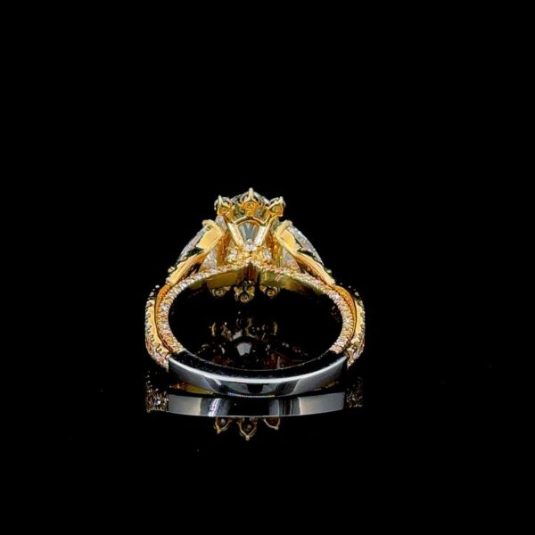 Luxury Oval Cut Diamond Cluster Iced Out Ring Made In 18/14/10 KT Gold Embellished With Shinny Moissanite Diamonds For The Anniversary Gift