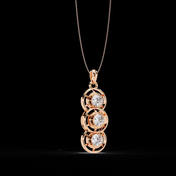 Elegant 3-Stone Round Diamond Pendant Made In 18 / 14 / 10 KT Gold Studded With Certified Lab Diamonds For The Birthday And Anniversary Gift