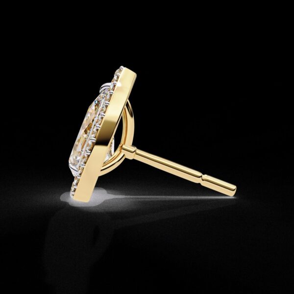Elegant Drop Halo Pear Diamond Stud Earrings Made In 18/14/10 KT Gold Studded With Certified Lab Diamonds For The Anniversary Gift For Her