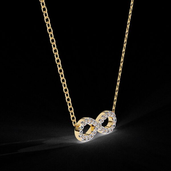 Timeless Infinity Diamond Pendant Made In 18 / 14 / 10 KT Gold Embellished With Certified Lab Diamonds For The Anniversary And Wedding Gift
