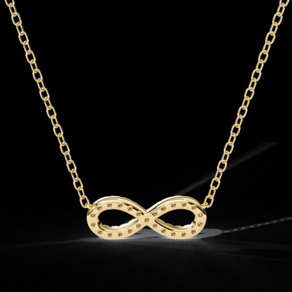 Timeless Infinity Diamond Pendant Made In 18 / 14 / 10 KT Gold Embellished With Certified Lab Diamonds For The Anniversary And Wedding Gift