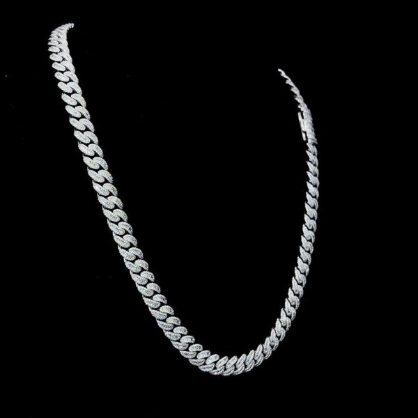 Iced Out Baguette 8 MM Cuban Link Chain Made In 925 Sterling Silver Studded With Shinny Moissanite Diamonds For The And Birthday Gift