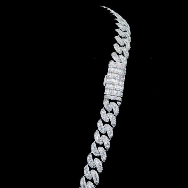 Iced Out Baguette 8 MM Cuban Link Chain Made In 925 Sterling Silver Studded With Shinny Moissanite Diamonds For The And Birthday Gift