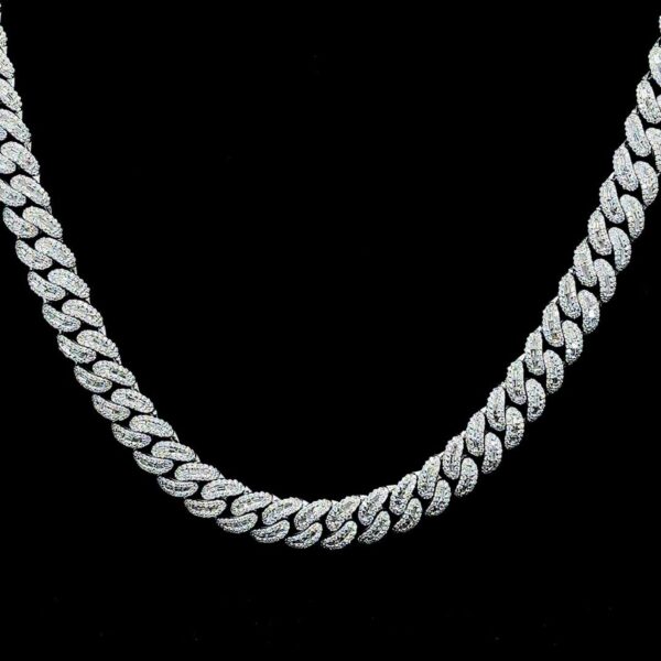 Iced Out Baguette 8 MM Cuban Link Chain Made In 925 Sterling Silver Studded With Shinny Moissanite Diamonds For The And Birthday Gift