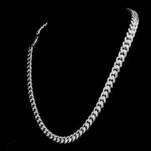 Iced Out Baguette 8 MM Cuban Link Chain Made In 925 Sterling Silver Studded With Shinny Moissanite Diamonds For The And Birthday Gift