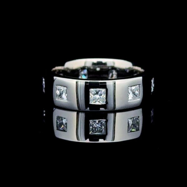 Iced Out Princess Diamond Unisex Ring Made In 18/14/10 KT Gold Studded With Certified Lab Diamonds For Wedding And Anniversary Gift For Her