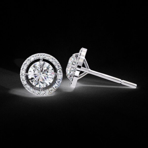 Halo Stud Earrings with Round Diamond Made In 18 / 14 / 10 KT Gold Embellished With Certified Lab Diamonds For The Anniversary Gift For Her