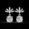 Round & Baguette Cut Diamond Drop Earrings Made In 18/14/10 KT Gold Studded With Certified Lab Diamond For The Anniversary And Birthday Gift