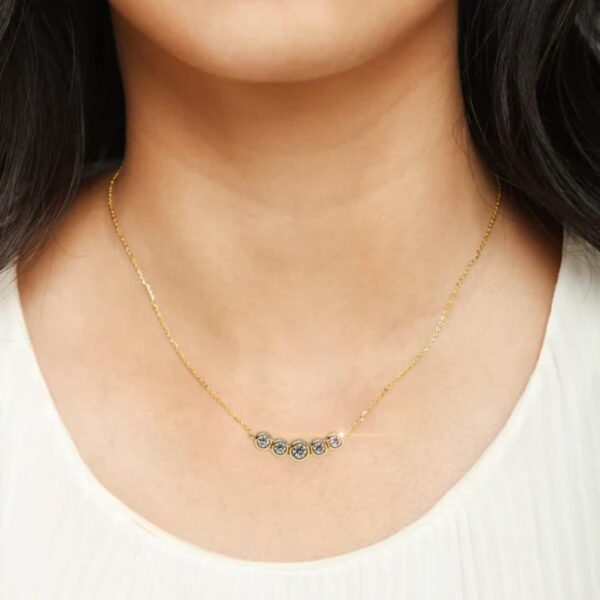 Elegant Gold Diamond Bezel Pendant Made In 18 / 14 / 10 KT Gold Embellished With Certified Lab Diamonds For The Wedding And Anniversary Gift