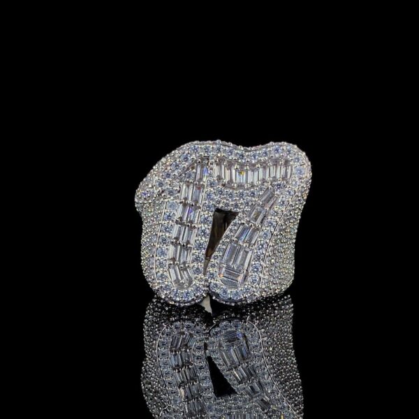 Luxury Iced Out Custom Number Ring Made In 925 Sterling Silver Studded With Shinny Moissanite Diamond For Birthday And Anniversary Gift