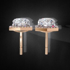 Luxury Hexagon Diamond Stud Earrings Made In 18/14/10 KT Gold Studded With Certified Lab Diamond For The Anniversary And Birthday Gift