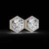 Luxury Hexagon Diamond Stud Earrings Made In 18/14/10 KT Gold Studded With Certified Lab Diamond For The Anniversary And Birthday Gift