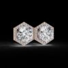Luxury Hexagon Diamond Stud Earrings Made In 18/14/10 KT Gold Studded With Certified Lab Diamond For The Anniversary And Birthday Gift