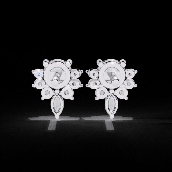 Brilliant Round & Marquise Floral Stud Earrings Made In 18 / 14 / 10 KT Gold Embellished With Certified Lab Diamonds For The Wedding Gift