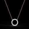 Round Diamond Circle Style Pendant Made In 18 / 14 / 10 KT Gold Embellished With Certified Lab Diamonds For The Anniversary And Wedding Gift