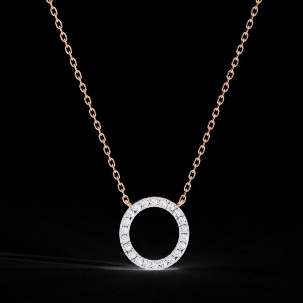 Round Diamond Circle Style Pendant Made In 18 / 14 / 10 KT Gold Embellished With Certified Lab Diamonds For The Anniversary And Wedding Gift