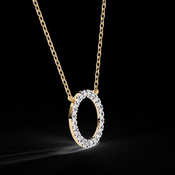 Round Diamond Circle Style Pendant Made In 18 / 14 / 10 KT Gold Embellished With Certified Lab Diamonds For The Anniversary And Wedding Gift