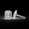 Emerald-Cut Diamond Halo Stud Earrings Made In 18 / 14 / 10 KT Gold Studded With Certified Lab Diamond For The Birthday And Anniversary Gift