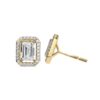 Emerald-Cut Diamond Halo Stud Earrings Made In 18 / 14 / 10 KT Gold Studded With Certified Lab Diamond For The Birthday And Anniversary Gift