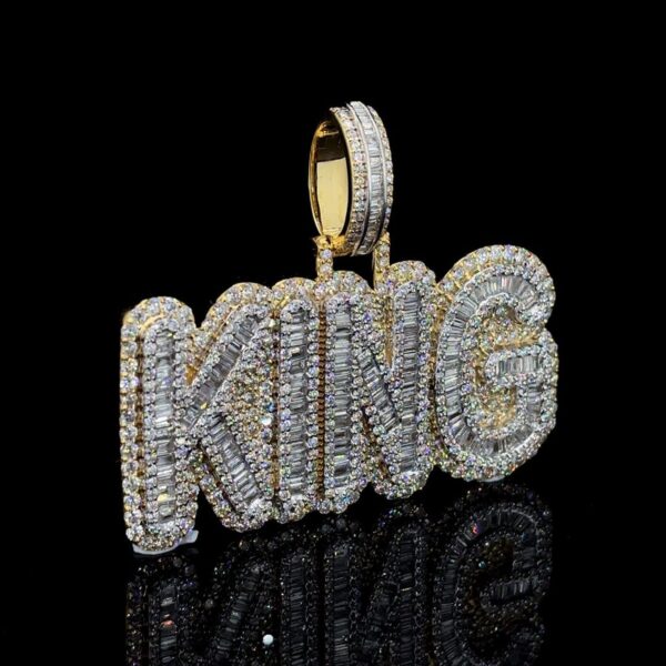 Iced Out 1.15 Inch Long & 2.25 Inch Width Customized Pendant Made In 925 Silver Studded With VVS Moissanite Diamonds For The Birthday Gift