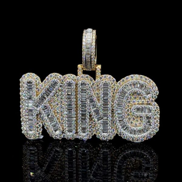Iced Out 1.15 Inch Long & 2.25 Inch Width Customized Pendant Made In 925 Silver Studded With VVS Moissanite Diamonds For The Birthday Gift