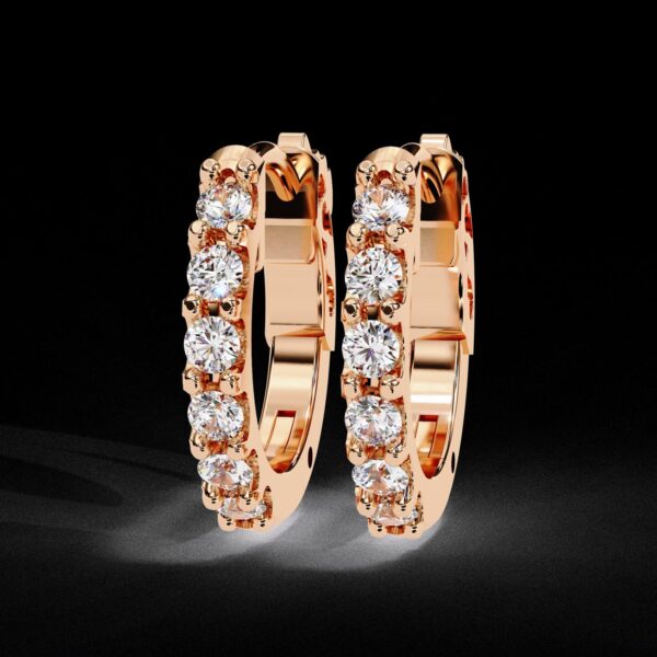 Sparkling Round Diamond Hoop Earring Made In 18 / 14 / 10 KT Gold Embellished With Certified Lab Diamonds For The Anniversary Gift For Her
