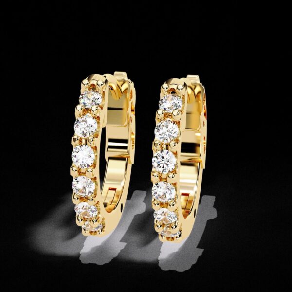 Sparkling Round Diamond Hoop Earring Made In 18 / 14 / 10 KT Gold Embellished With Certified Lab Diamonds For The Anniversary Gift For Her